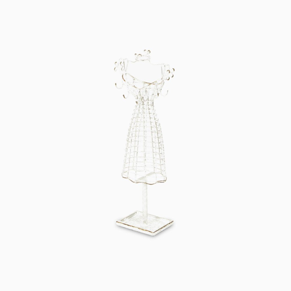 17" Silver Metal Dress Form Sculpture and Jewelry Holder