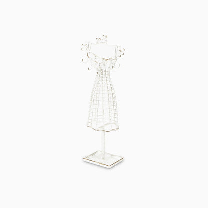 17" Silver Metal Dress Form Sculpture and Jewelry Holder