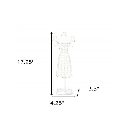 17" Silver Metal Dress Form Sculpture and Jewelry Holder