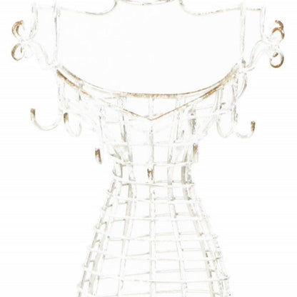 17" Silver Metal Dress Form Sculpture and Jewelry Holder