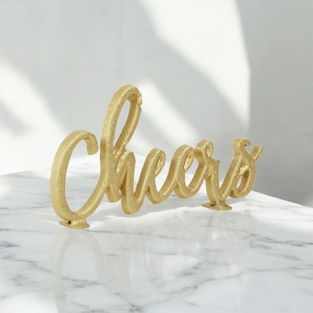 4" Gold Metal Hand Painted Tabletop Sculpture
