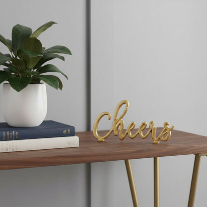 4" Gold Metal Hand Painted Tabletop Sculpture