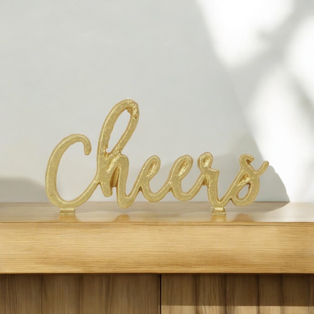 4" Gold Metal Hand Painted Tabletop Sculpture