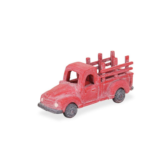 5" Red Metal Hand Painted Decorative Truck Tabletop Sculpture