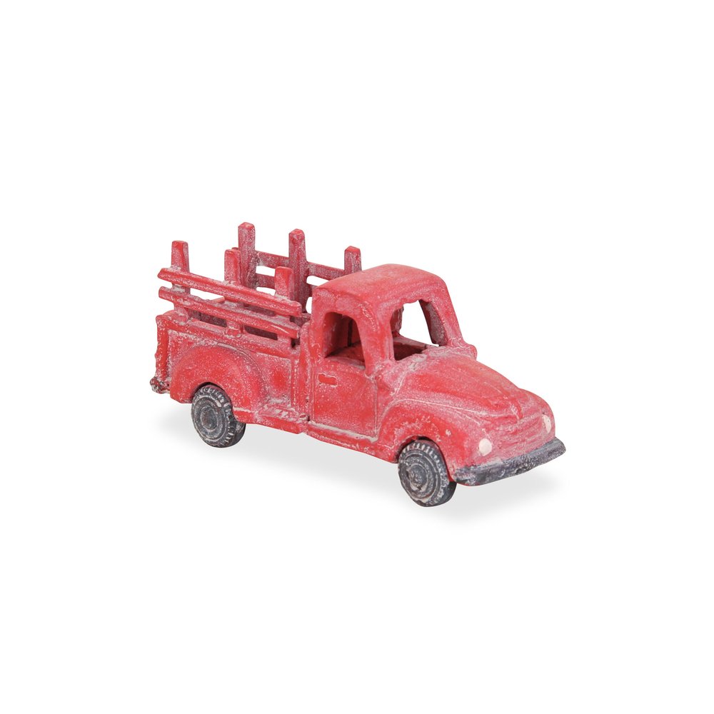 5" Red Metal Hand Painted Decorative Truck Tabletop Sculpture