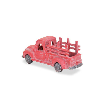 5" Red Metal Hand Painted Decorative Truck Tabletop Sculpture