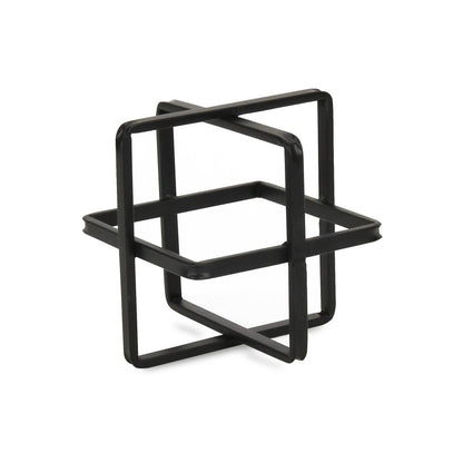 6" Black Metal Abstract Cube Sculpture