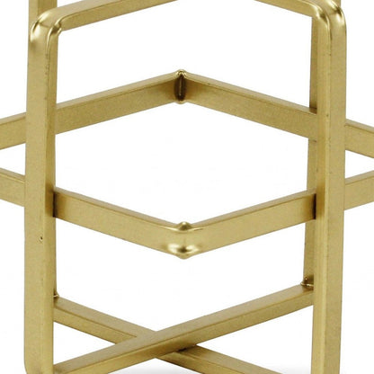 6" Gold Metal Abstract Hand Painted Sculpture