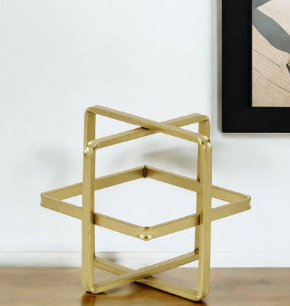 6" Gold Metal Abstract Hand Painted Sculpture