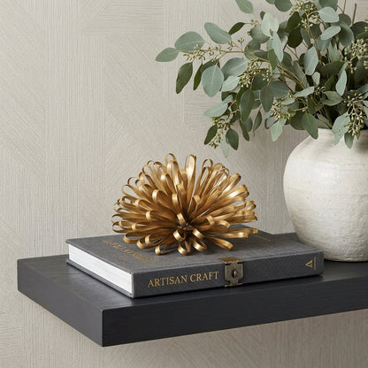 4" Gold Metal Abstract Bloom Painted Sculpture