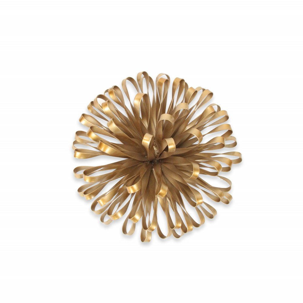 4" Gold Metal Abstract Bloom Painted Sculpture