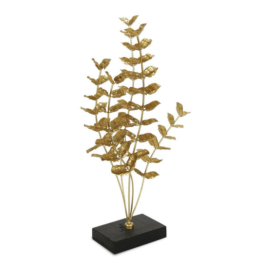 21" Gold and Black Metal Leaf Hand Painted Tabletop Sculpture