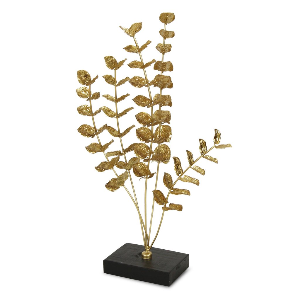 21" Gold and Black Metal Leaf Hand Painted Tabletop Sculpture