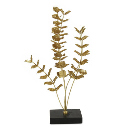 21" Gold and Black Metal Leaf Hand Painted Tabletop Sculpture