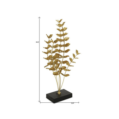 21" Gold and Black Metal Leaf Hand Painted Tabletop Sculpture
