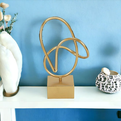 12" Gold Metal Hand Painted Tabletop Sculpture