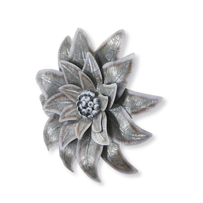 27" X 27" Gray and Off White Galvanized Metal Flower Hanging Dimensional Sculpture