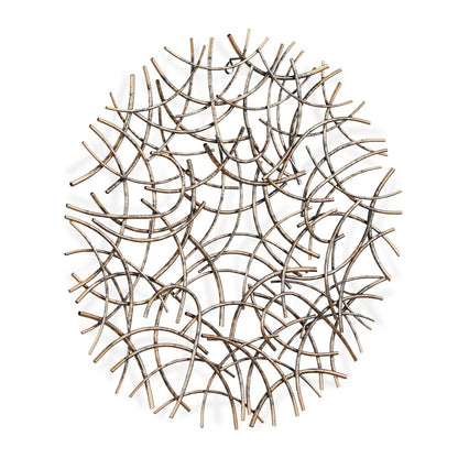 33" X 33" Bronze Metal Abstract Lines Round Hanging Dimensional Sculpture