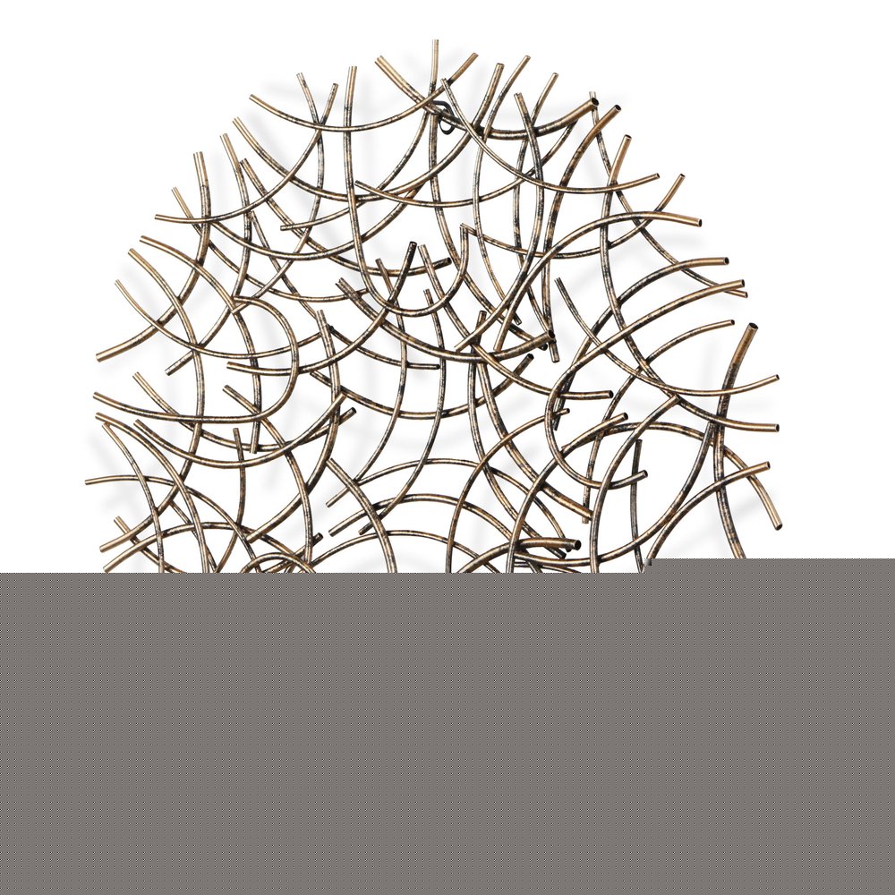 33" X 33" Bronze Metal Abstract Lines Round Hanging Dimensional Sculpture