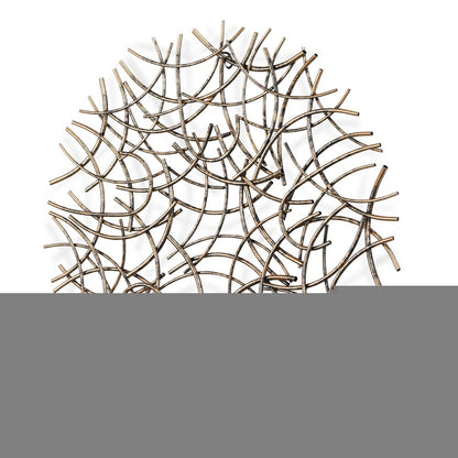 33" X 33" Bronze Metal Abstract Lines Round Hanging Dimensional Sculpture