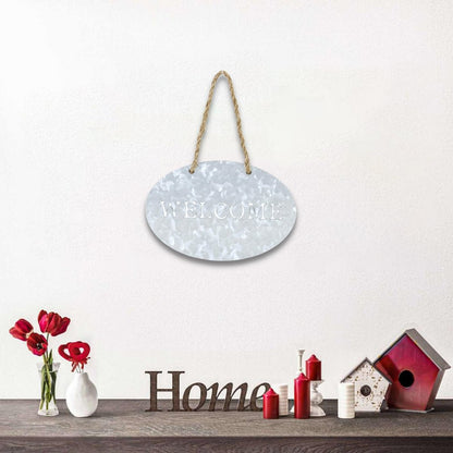 5" X 8" Gray Handcrafted Welcome Galvanized Metal Wall Decor