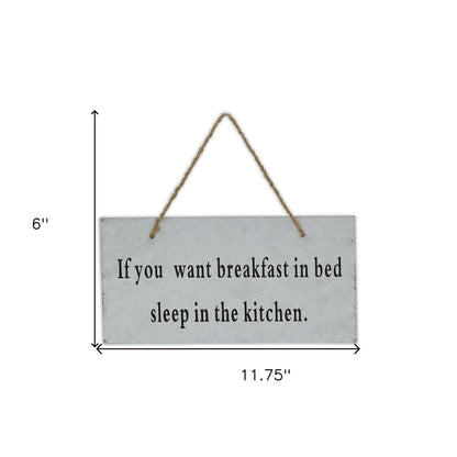 6" X 12" Gray Handcrafted Breakfast In Bed Galvanized Metal Wall Decor