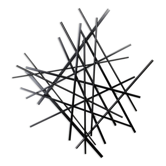 29" X 27" Black Metal Novelty Abstract Hanging Dimensional Sculpture