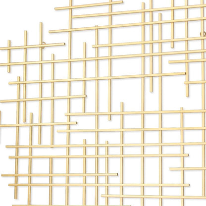 31" X 31" Gold Metal Abstract Lines Hanging Dimensional Sculpture