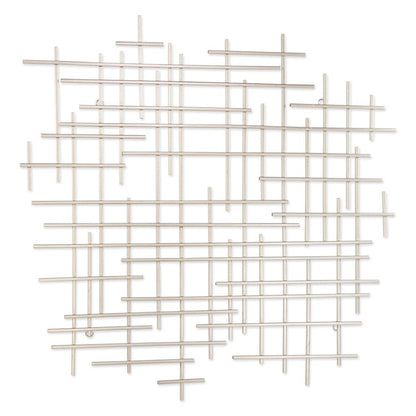 31" X 31" Silver Metal Abstract Lines Hanging Dimensional Sculpture