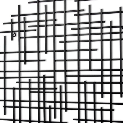 30" X 30" Black Metal Abstract Lines Round Hanging Dimensional Sculpture