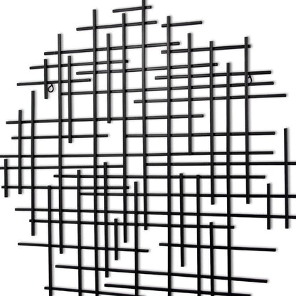 30" X 30" Black Metal Abstract Lines Round Hanging Dimensional Sculpture