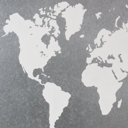25" X 34" Brown and Gray Wood and Metal World Map Hanging Dimensional Sculpture