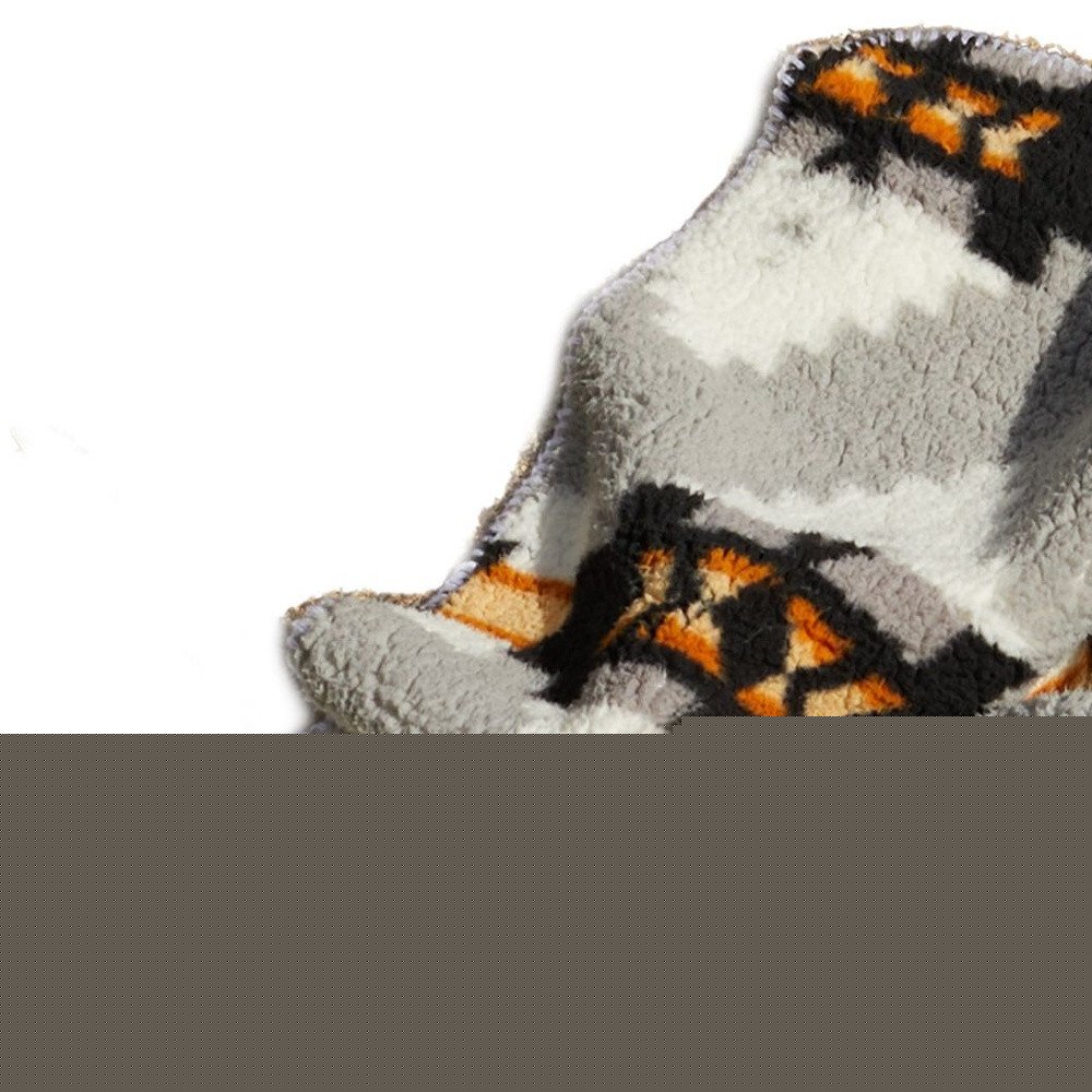 Gray Knitted Sherpa Geometric Reversable Throw