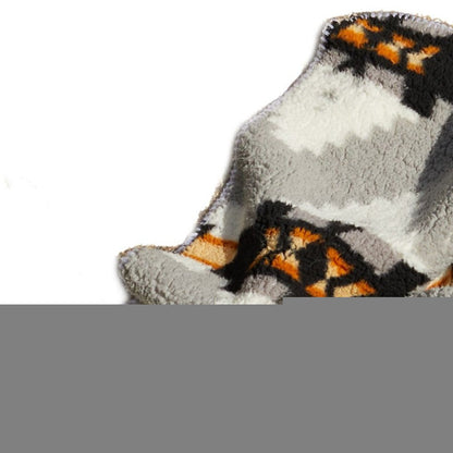 Gray Knitted Sherpa Geometric Reversable Throw