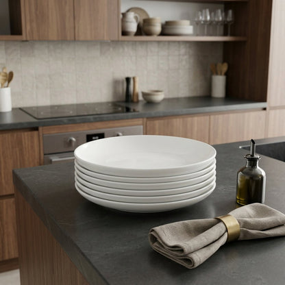 White Six Piece Porcelain Service For Six Salad Plate Set