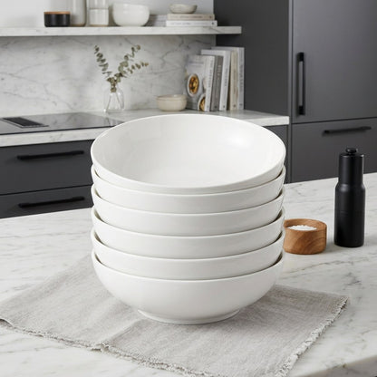 White Six Piece Porcelain Service For Six Bowl Set