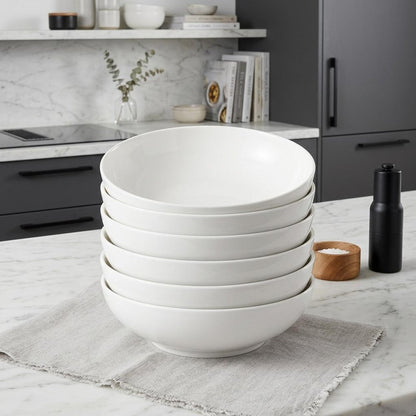 White Six Piece Porcelain Service For Six Bowl Set