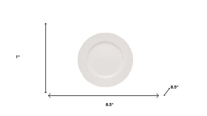 White Four Piece Round Weave Stoneware Service For Four Salad Plate Set