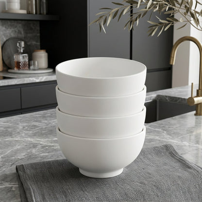White Four Piece Porcelain Service For Four Bowl Set