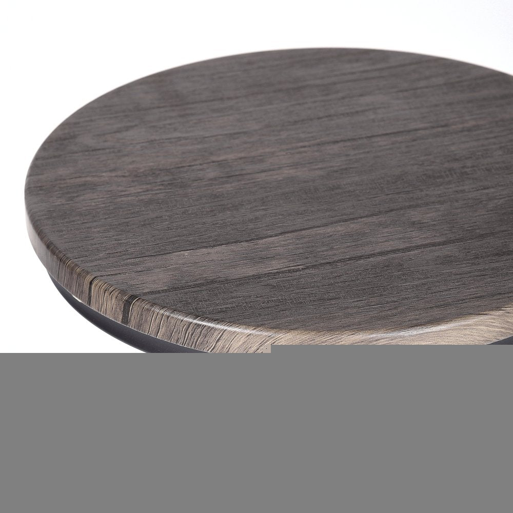 Set of Two Brown And Black Solid Wood And Steel Swivel Backless Counter Height Bar Chairs