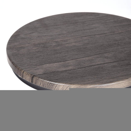 Set of Two Brown And Black Solid Wood And Steel Swivel Backless Counter Height Bar Chairs