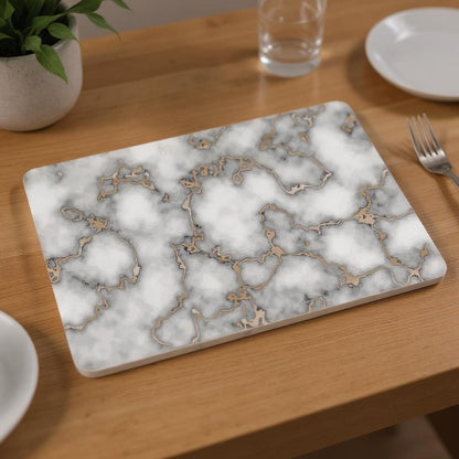 12" X 18" Gray And Gold Abstract Agglomerated cork Placemats