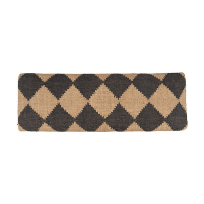47" Tan And Black Black Leg Checkered Upholstered Bench