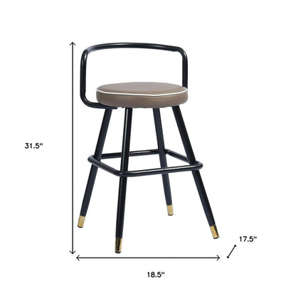 Set of Two 24" Black Steel Low Back Counter Height Bar Chairs