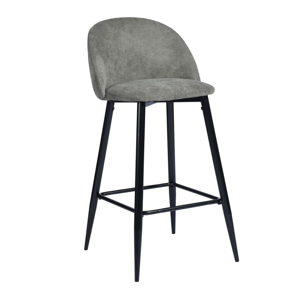 Set of Two 26" Gray And Black Fabric And Steel Low Back Counter Height Bar Chairs
