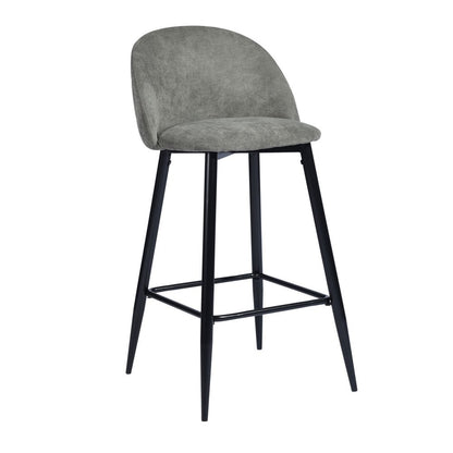 Set of Two 26" Gray And Black Fabric And Steel Low Back Counter Height Bar Chairs