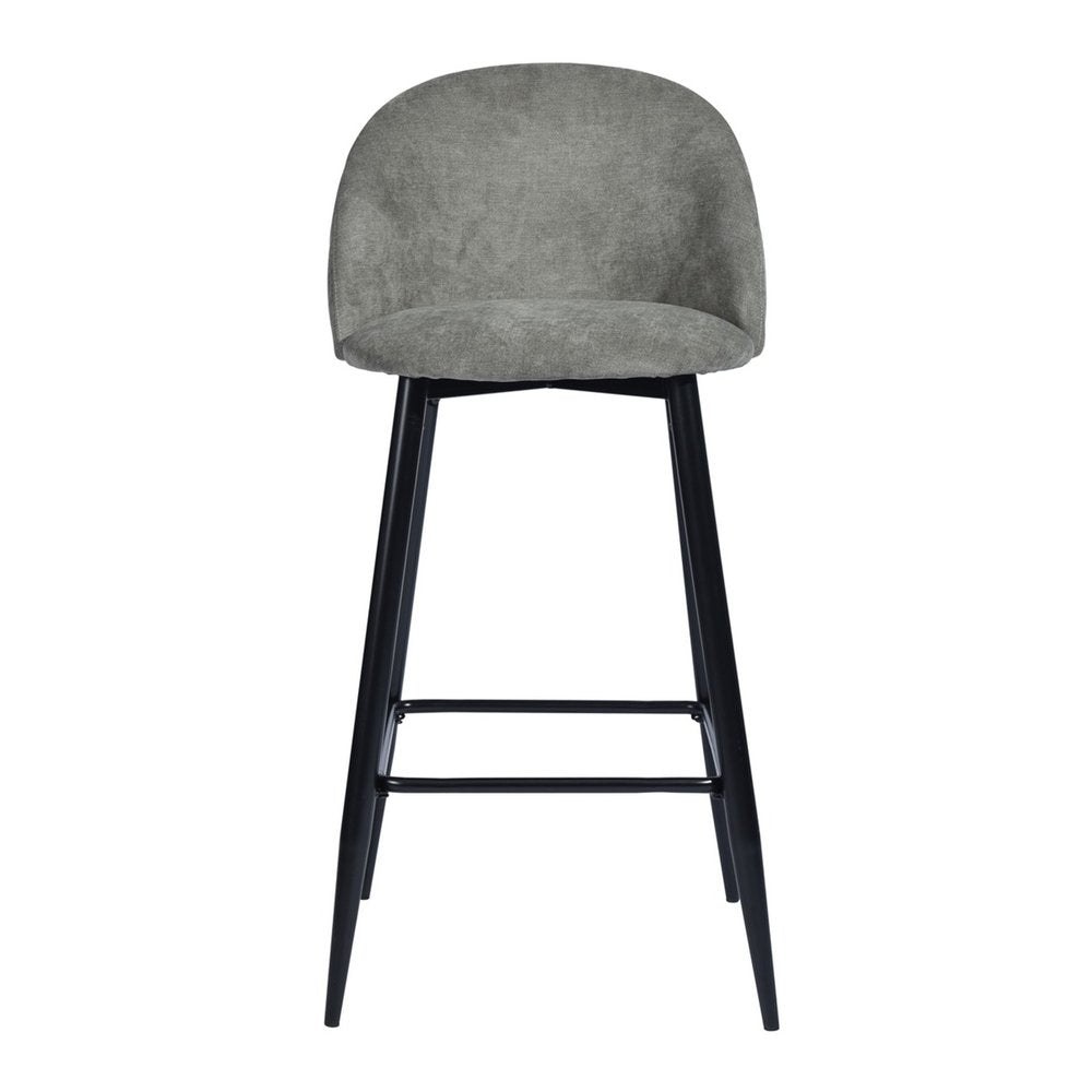 Set of Two 26" Gray And Black Fabric And Steel Low Back Counter Height Bar Chairs