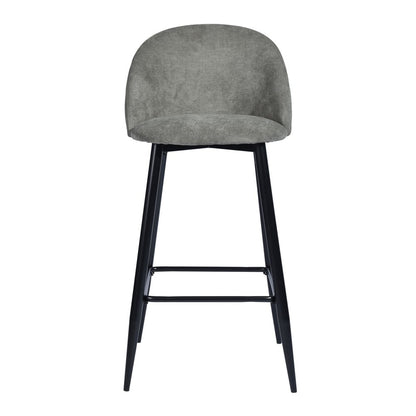 Set of Two 26" Gray And Black Fabric And Steel Low Back Counter Height Bar Chairs