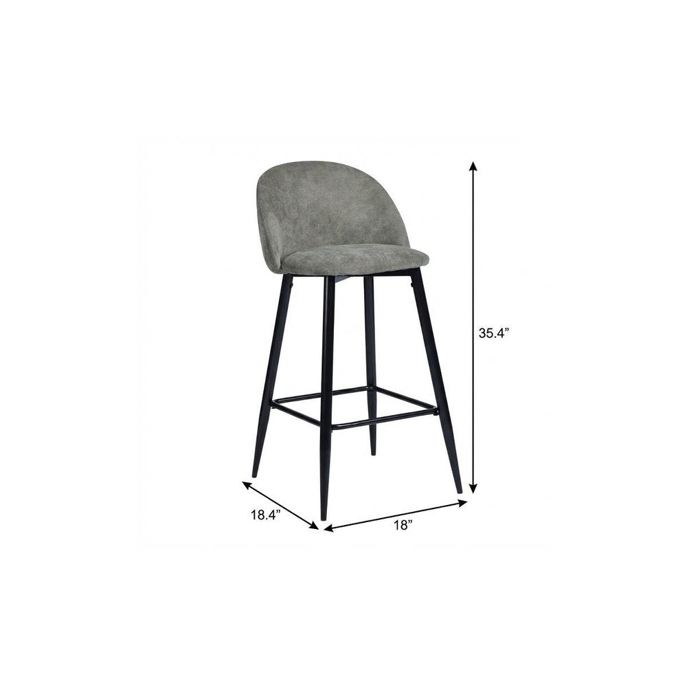 Set of Two 26" Gray And Black Fabric And Steel Low Back Counter Height Bar Chairs