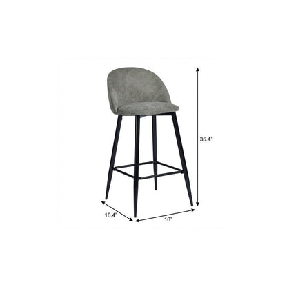 Set of Two 26" Gray And Black Steel Low Back Counter Height Bar Chairs